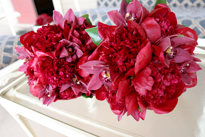 red peony bouquet