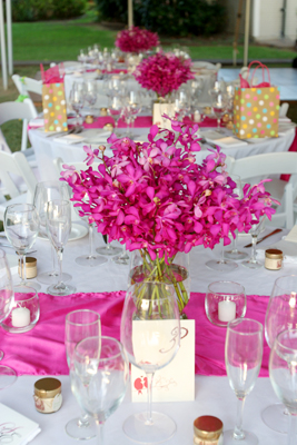 bright pink prchids for table