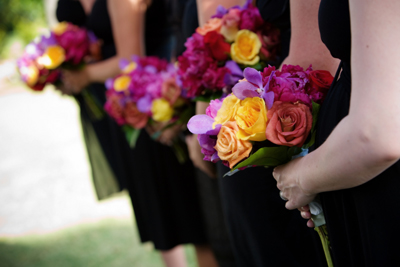 colorful bridemaids bouquets: maui