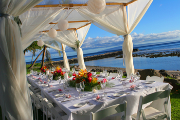 Bamboo Canopy for dinner table: Blue Sky Weddings Maui