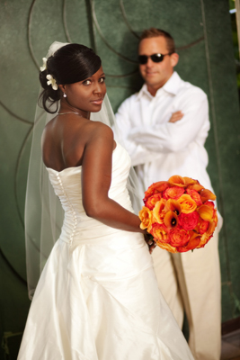 Bride with orange flowers