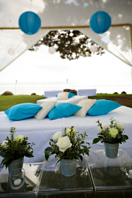 Lounge area for wedding with canopy