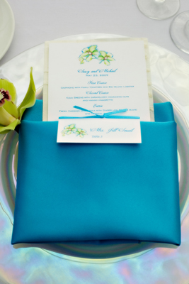 Wedding menus in napkin